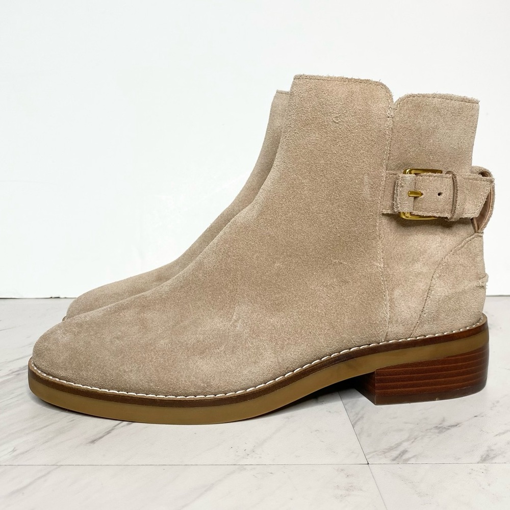 Cole Haan Hampshire Tan Suede Buckle Bootie 7 1/2 B